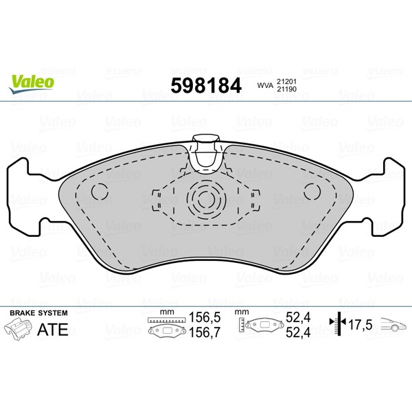 Слика на плочки VALEO 598184 за Daewoo Espero Sedan KLEJ 1.5 16V - 90 коњи бензин