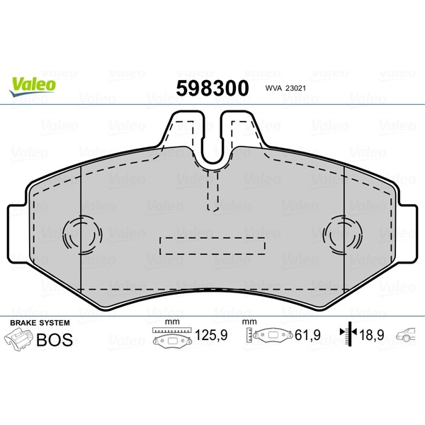 Слика на плочки VALEO 598300 за Mercedes Sprinter 2-t Platform (901,902) 214 - 143 коњи бензин