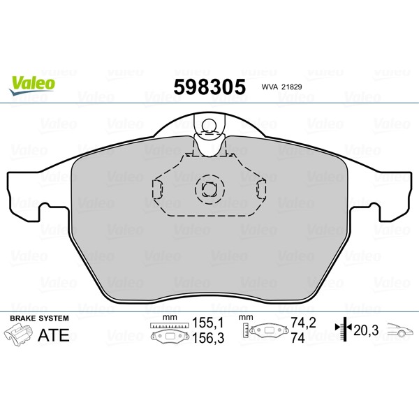 Слика на плочки VALEO 598305 за Opel Vectra B Estate 1.6 i - 75 коњи бензин