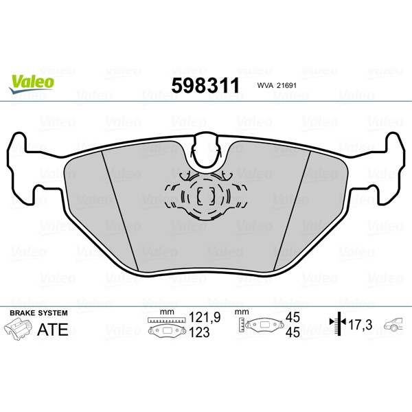 Слика на плочки VALEO 598311 за BMW 5 Touring E39 523 i - 170 коњи бензин