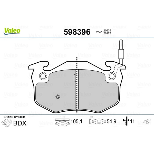 Слика на плочки VALEO 598396 за Citroen Saxo S0,S1 1.6 - 101 коњи бензин