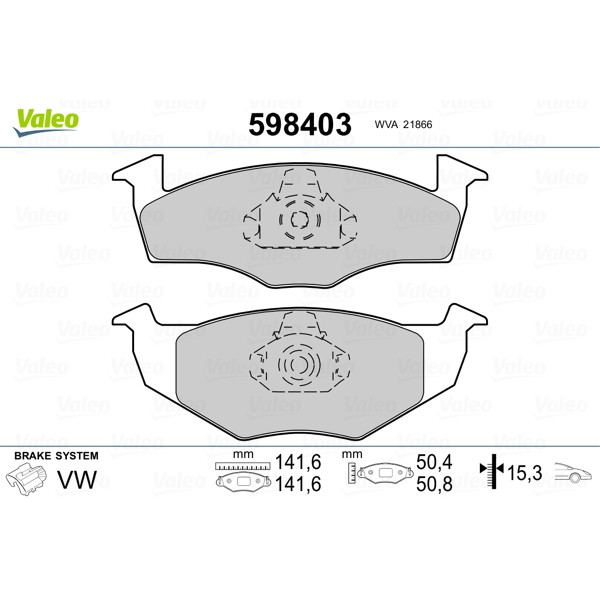 Слика на плочки VALEO 598403 за VW Golf 3 Variant (1H5) 1.9 D - 64 коњи дизел