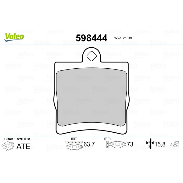 Слика на плочки VALEO 598444 за Mercedes C-class Saloon (w202) C 200 Kompressor (202.025) - 192 коњи бензин