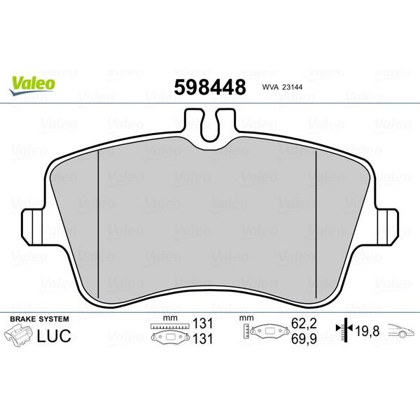 Слика на плочки VALEO 598448 за Mercedes C-class Sports Coupe (CL203) C 180 (203.735) - 129 коњи бензин