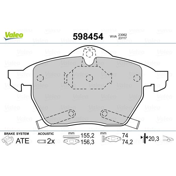 Слика на плочки VALEO 598454 за Opel Astra G Convertible 1.8 16V - 125 коњи бензин