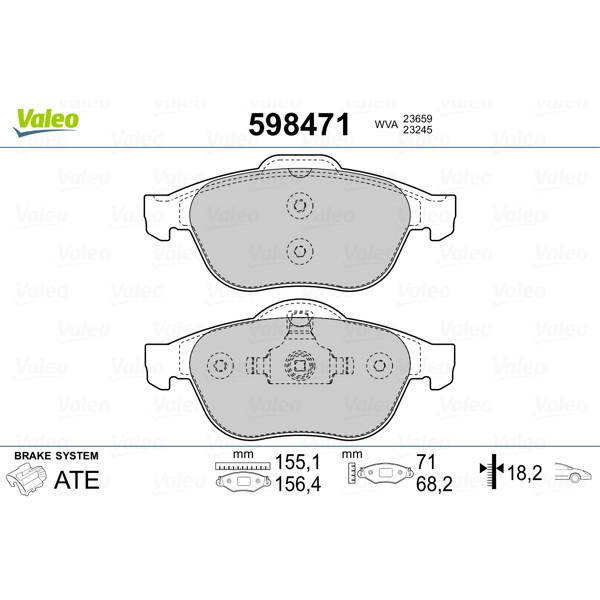 Слика на плочки VALEO 598471 за Renault Espace 4 (JK0) 2.0 Turbo (JK0B, JK0N) - 163 коњи бензин