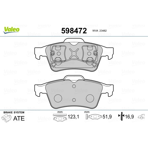 Слика на плочки VALEO 598472 за Ford Focus 2 (da) 1.6 - 100 коњи бензин