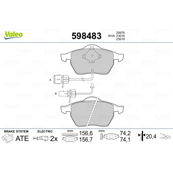 Слика на плочки VALEO 598483 за Audi A4 Avant (8D5, B5) 1.9 TDI quattro - 110 коњи дизел