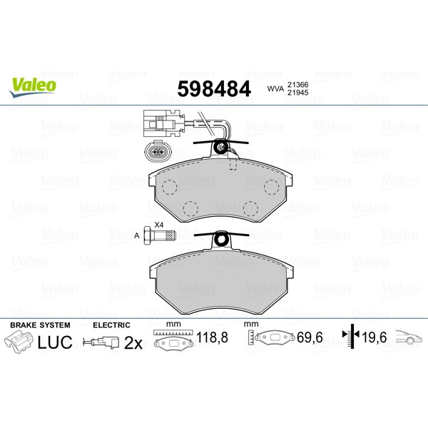 Слика на плочки VALEO 598484 за Seat Exeo ST (3R5) 1.6 - 102 коњи бензин