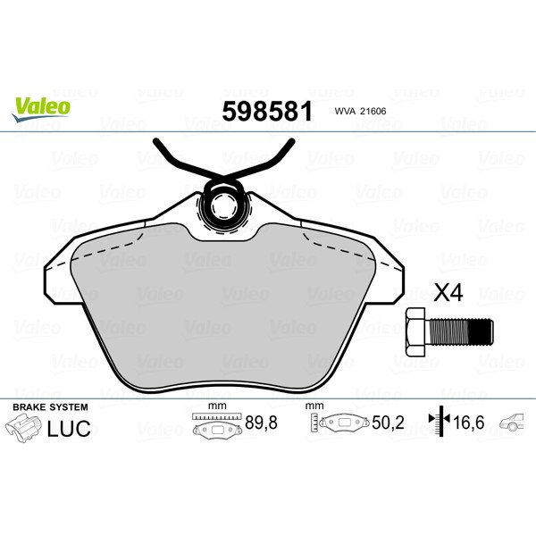 Слика на плочки VALEO 598581 за Lancia Kappa SW (838b) 2.0 20V (838BG1AA) - 155 коњи бензин