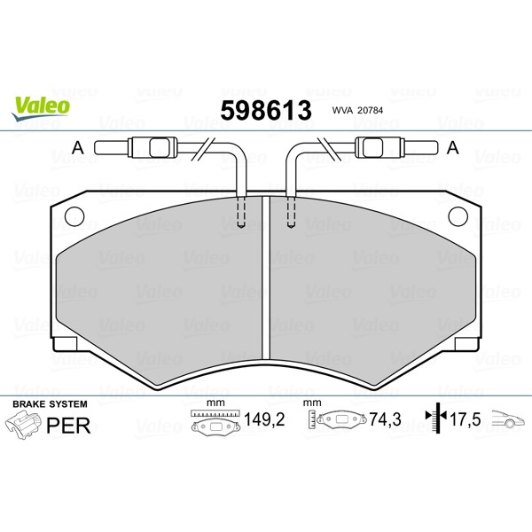 Слика на плочки VALEO 598613 за камион MAN G 8.136 F,8.136 FL - 136 коњи дизел