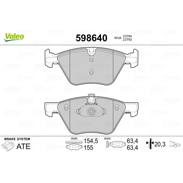 Слика на плочки VALEO 598640 за BMW 3 Coupe E92 330 d xDrive - 245 коњи дизел