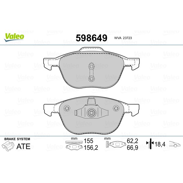 Слика на плочки VALEO 598649 за Ford Grand C-Max 1.5 TDCi - 95 коњи дизел