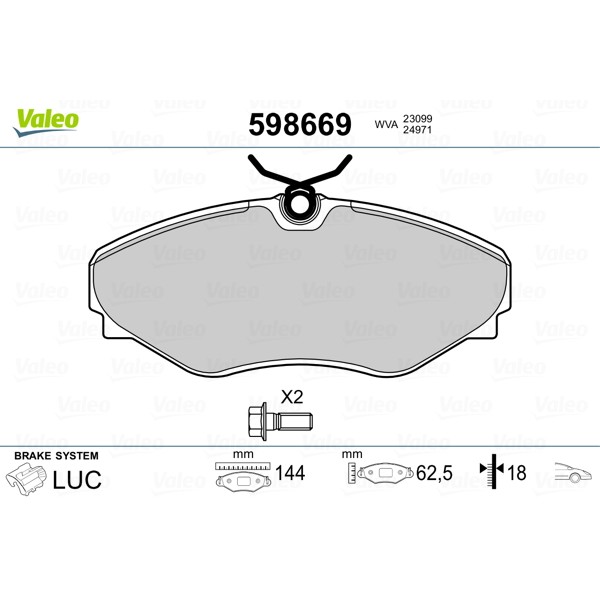 Слика на плочки VALEO 598669 за  Renault Espace 3 (JE0) 2.0 (JE0A) - 114 коњи бензин