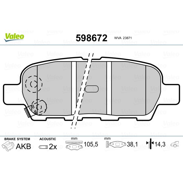 Слика на плочки VALEO 598672 за Infiniti FX 4.5 - 316 коњи бензин