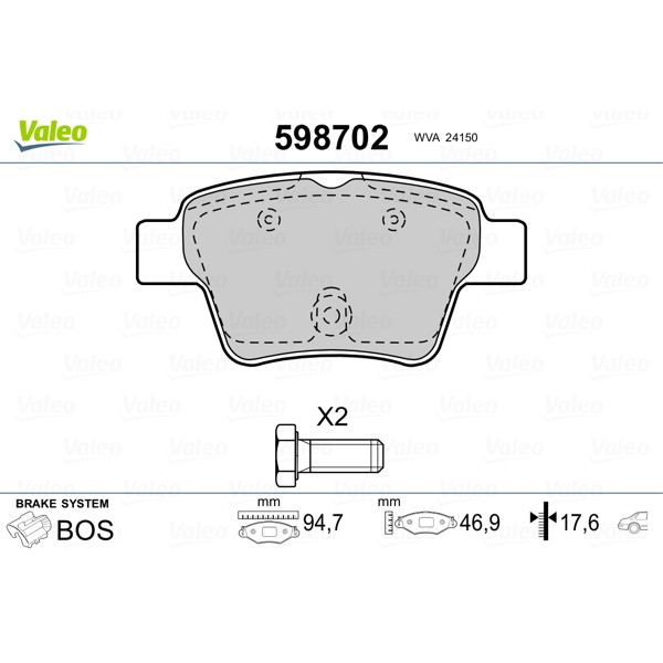 Слика на Плочки VALEO 598702