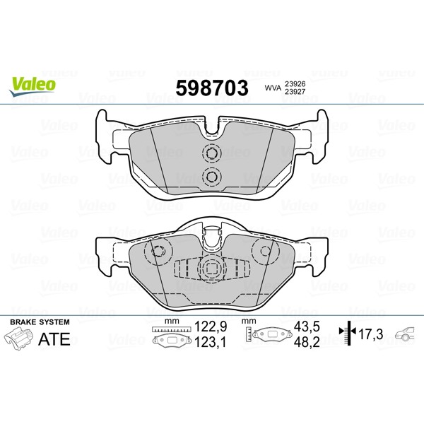 Слика на плочки VALEO 598703 за BMW 1 Cabrio E88 120 d - 197 коњи дизел