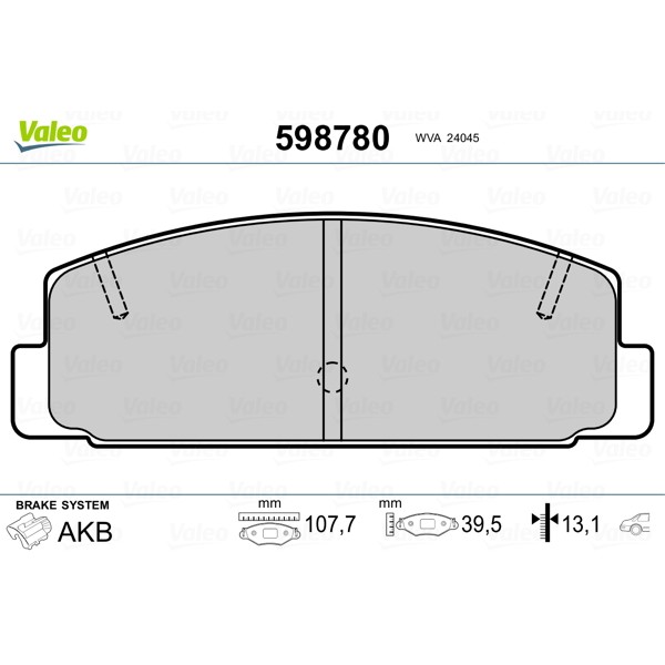 Слика на плочки VALEO 598780 за Mazda 626 Hatchback (GF) 1.8 - 100 коњи бензин