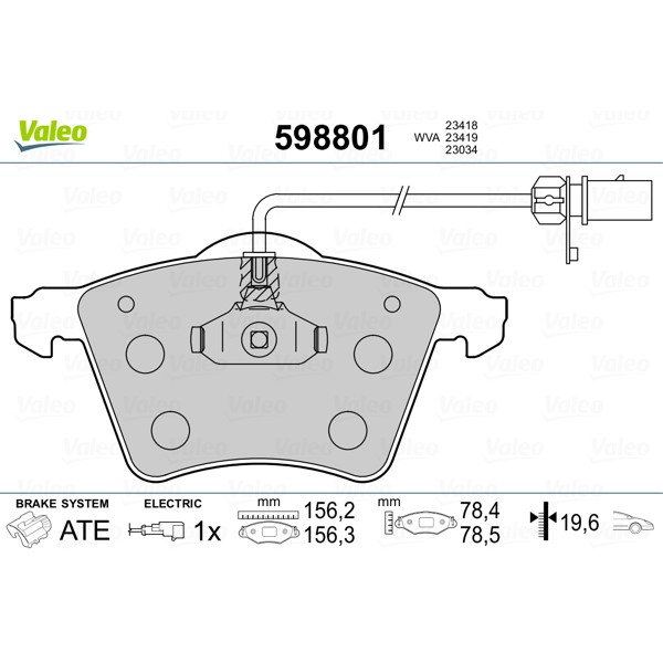 Слика на плочки VALEO 598801 за VW Sharan (7m) 2.0 - 115 коњи бензин