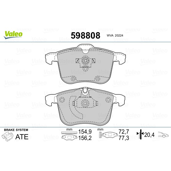 Слика на плочки VALEO 598808 за Saab 9-3 Convertible (YS3F) 2.8 Turbo V6 - 256 коњи бензин