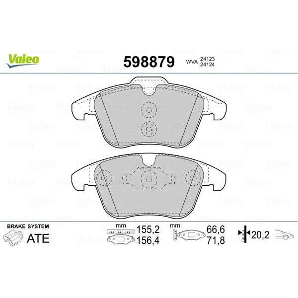 Слика на плочки VALEO 598879 за Ford Mondeo 4 Saloon 2.5 - 220 коњи бензин