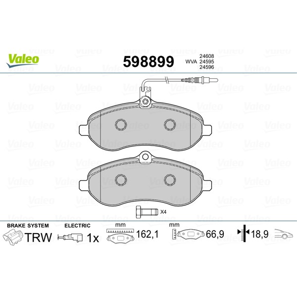 Слика на плочки VALEO 598899 за Peugeot Expert Tepee (VF3V) 2.0 HDi 140 - 136 коњи дизел