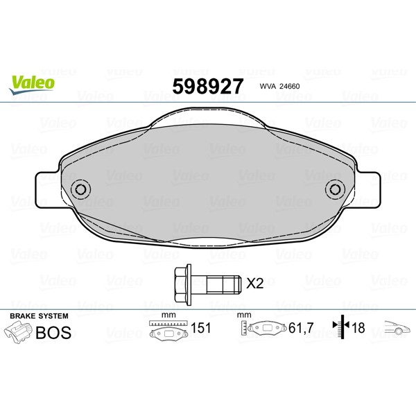 Слика на плочки VALEO 598927 за Peugeot 308 SW 1.4 16V - 95 коњи бензин