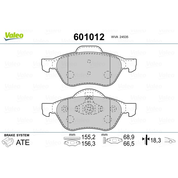 Слика на плочки VALEO 601012 за Renault Megane 2 Grandtour 1.5 dCi (KM13) - 103 коњи дизел