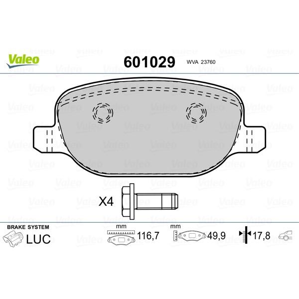 Слика на Плочки VALEO 601029