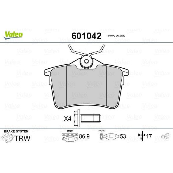 Слика на плочки VALEO 601042 за Peugeot 308 SW 1.6 16V - 156 коњи бензин