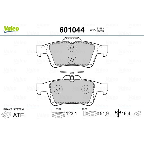 Слика на плочки VALEO 601044 за Opel GT Convertible 2.0 - 264 коњи бензин