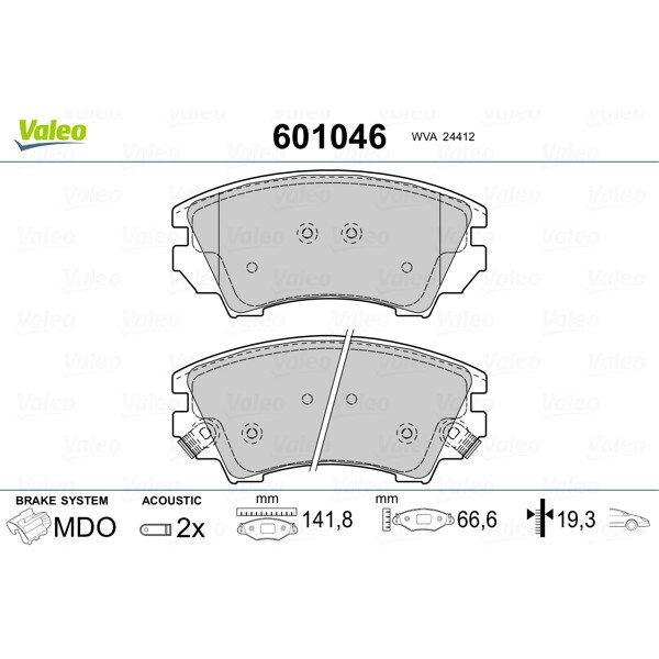 Слика на плочки VALEO 601046 за Opel Insignia Hatchback 2.0 CDTI - 120 коњи дизел