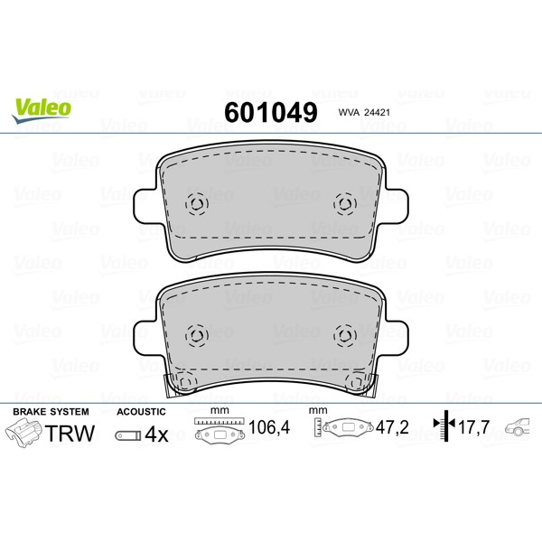 Слика на плочки VALEO 601049 за Opel Insignia A Country Tourer (G09) 2.0 CDTi (47) - 163 коњи дизел