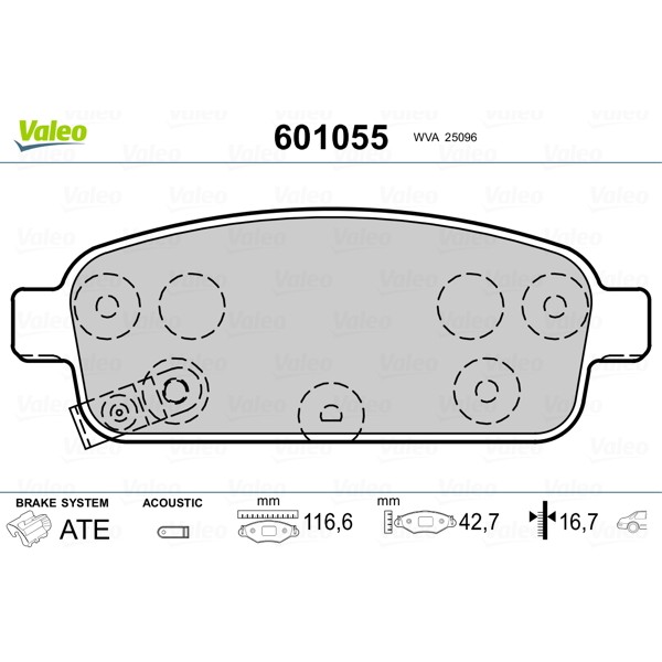 Слика на плочки VALEO 601055 за CHEVROLET CRUZE Sedan J300 2.0 CDI - 125 коњи дизел