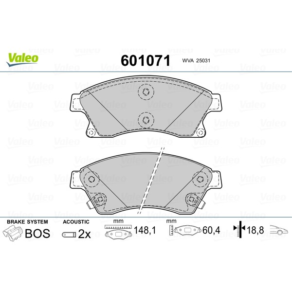 Слика на плочки VALEO 601071 за Opel Astra GTC 1.6 - 180 коњи бензин