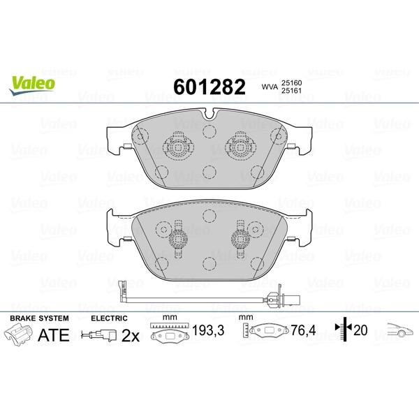 Слика на плочки VALEO 601282 за Audi Q5 (8R) SQ5 TDI quattro - 340 коњи дизел