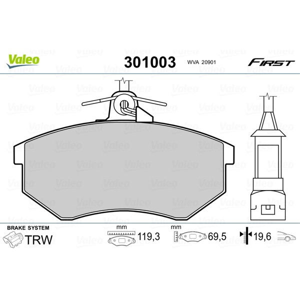 Слика на плочки VALEO FIRST 301003 за Audi 100 Sedan (44, 44Q, C3) 2.2 - 137 коњи бензин