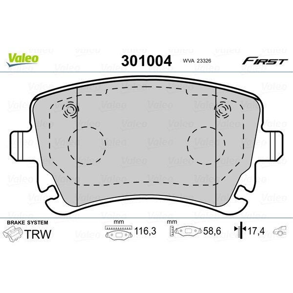 Слика на плочки VALEO FIRST 301004 за Audi A8 Limousine (4E) 3.0 TDI quattro - 211 коњи дизел