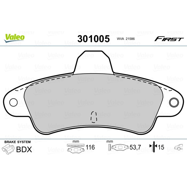 Слика на плочки VALEO FIRST 301005 за Ford Mondeo 1 Estate (BNP) 2.0 i 16V 4x4 - 132 коњи бензин