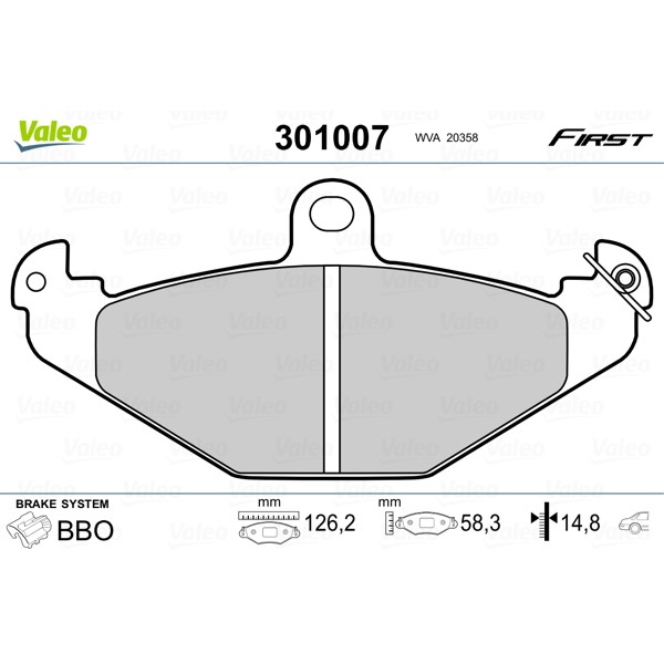 Слика на плочки VALEO FIRST 301007 за Renault Laguna Nevada (K56) 2.0 (K56C/H) - 113 коњи бензин