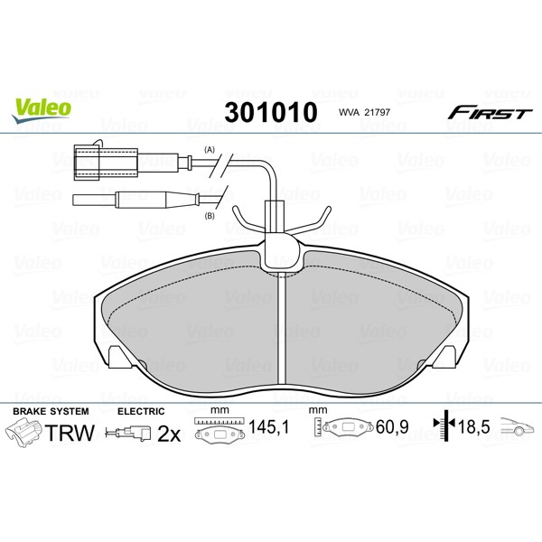 Слика на плочки VALEO FIRST 301010 за Citroen Jumper BUS 230P 2.5 TD - 103 коњи дизел