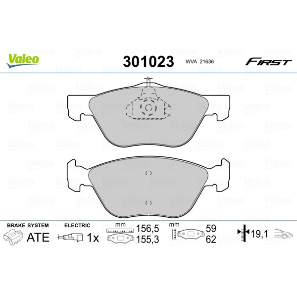 Слика на плочки VALEO FIRST 301023 за Alfa Romeo 145 (930) Hatchback 2.0 16V T.S. - 150 коњи бензин