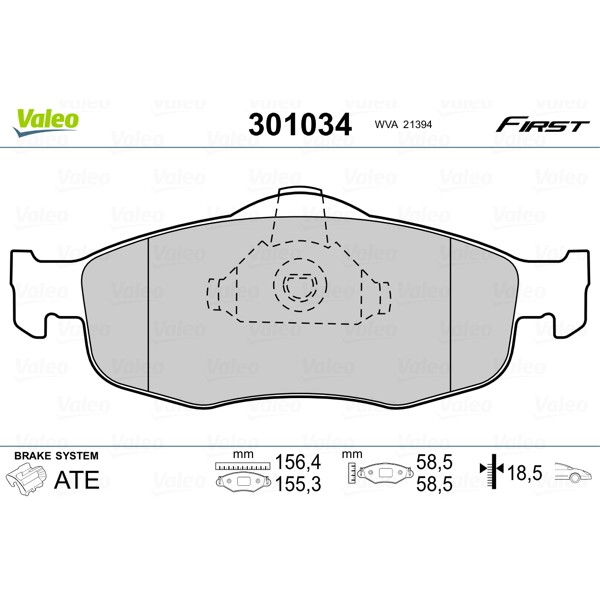 Слика на плочки VALEO FIRST 301034 за Ford Mondeo 1 (GBP) 2.0 i 16V 4x4 - 132 коњи бензин