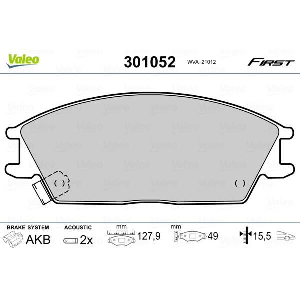 Слика на плочки VALEO FIRST 301052 за Hyundai Excel 2 (LC) 1.3 - 75 коњи бензин