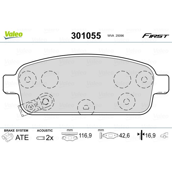 Слика на плочки VALEO FIRST 301055 за CHEVROLET CRUZE Station Wagon (J308) 1.7 TD - 110 коњи дизел