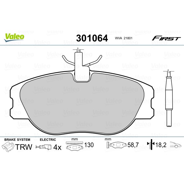 Слика на плочки VALEO FIRST 301064 за Peugeot 806 2.1 td 12V - 109 коњи дизел