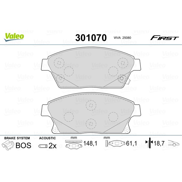 Слика на плочки VALEO FIRST 301070 за Opel Astra J Sedan 1.6 Turbo - 180 коњи бензин