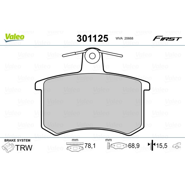 Слика на плочки VALEO FIRST 301125 за Alfa Romeo 164 Sedan 3.0 V6 (164.H1A, 164.H1B, 164.K1P) - 180 коњи бензин