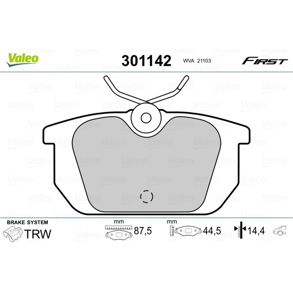 Слика на плочки VALEO FIRST 301142 за Alfa Romeo 155 (167) Sedan 2.0 T.S. (167.A2A) - 141 коњи бензин