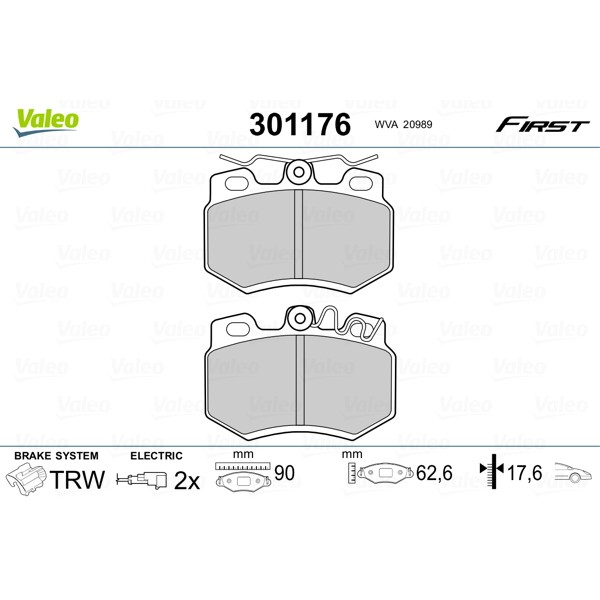 Слика на плочки VALEO FIRST 301176 за Peugeot 309 Hatchback 1.6 - 75 коњи бензин